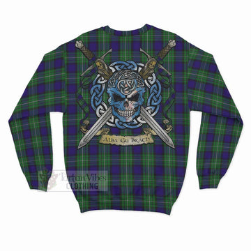 Alexander Tartan Sweatshirt with Family Crest Celtic Skull Style