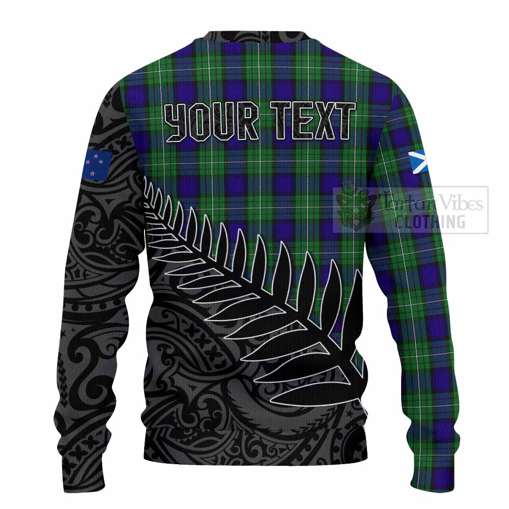 Tartan Vibes Clothing Alexander Crest Tartan Knitted Sweater with New Zealand Silver Fern Half Style