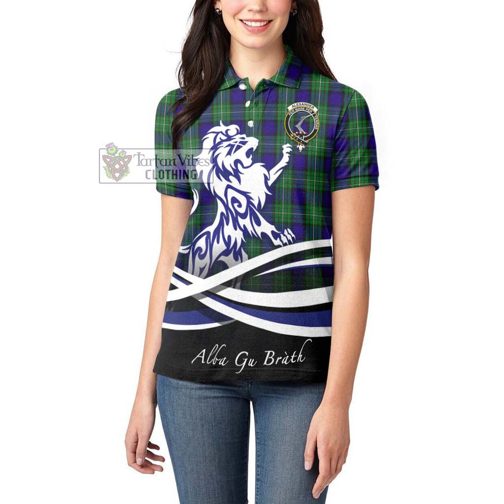 Alexander Tartan Women's Polo Shirt with Alba Gu Brath Regal Lion Emblem - Tartanvibesclothing Shop