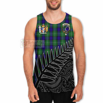 Alexander Crest Tartan Men's Tank Top with New Zealand Silver Fern Half Style