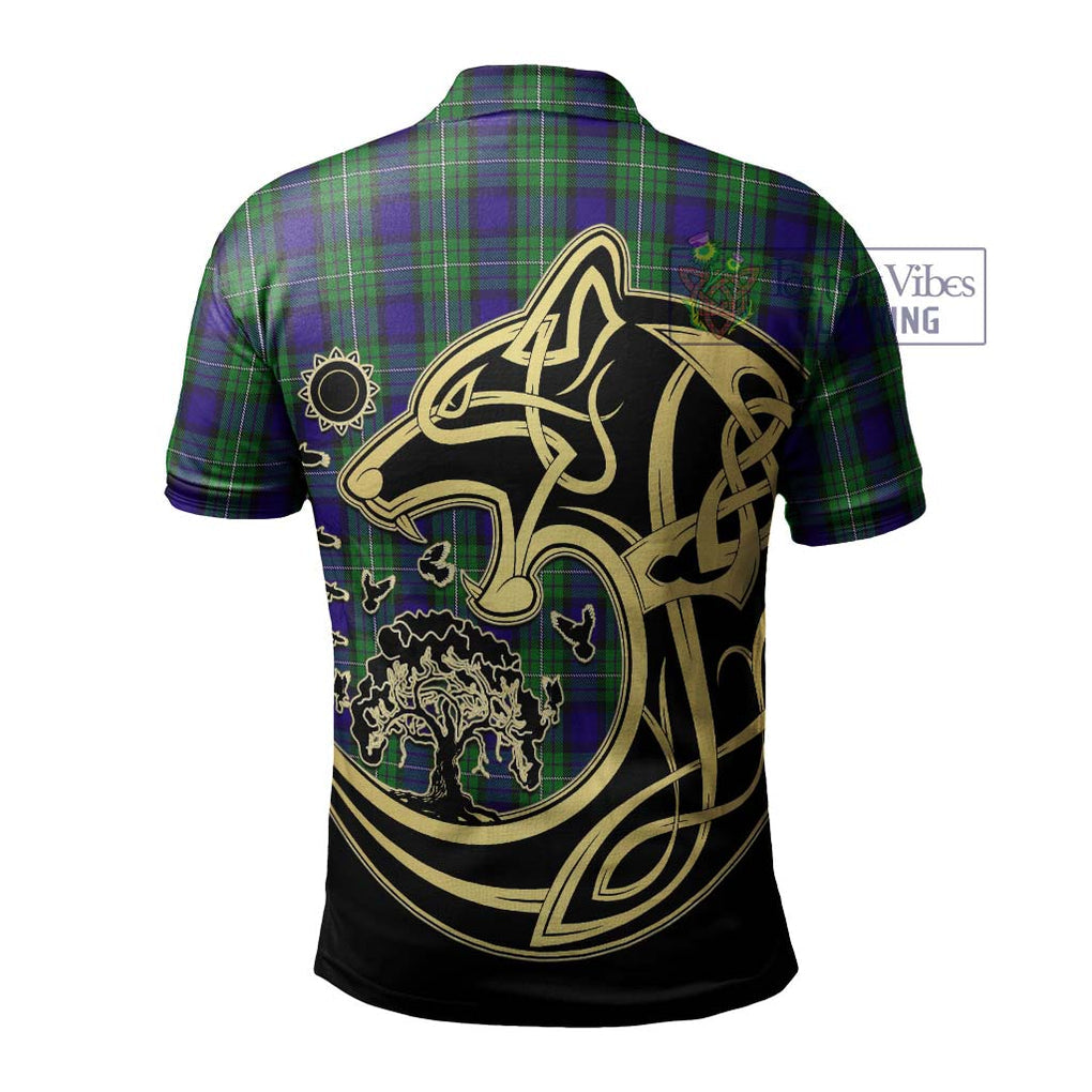 Alexander Tartan Polo Shirt with Family Crest Celtic Wolf Style - Tartan Vibes Clothing