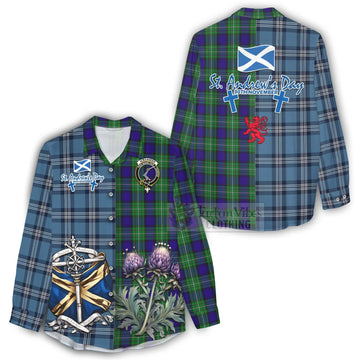 Alexander Tartan Women's Casual Shirt Happy St. Andrew's Day Half Tartan Style