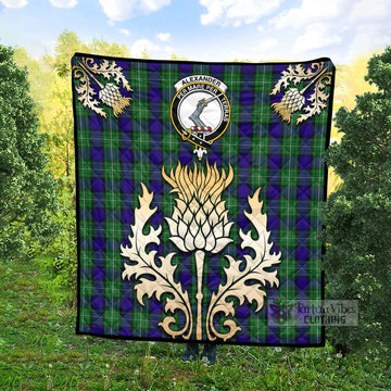 Alexander Tartan Quilt with Family Crest and Golden Thistle Style