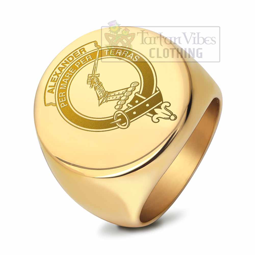 Tartan Vibes Clothing Alexander Clan Crest Engraved Ring