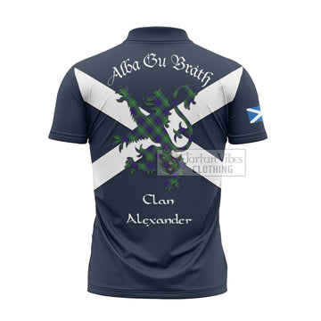 Alexander Tartan Lion Rampant Zipper Polo Shirt Proudly Display Your Heritage with Alba Gu Brath and Clan Name - Tartan Vibes Clothing