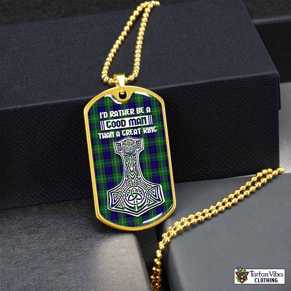 Alexander Tartan Dog Tag Necklace Viking Mjolnir Style Gold No - Tartan Vibes Clothing