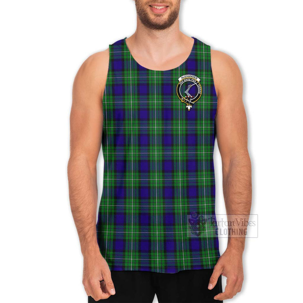 Tartan Vibes Clothing Alexander Tartan Men's Tank Top with Family Crest Celtic Skull Style