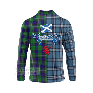 Alexander Tartan Long Sleeve Polo Shirt Happy St. Andrew's Day Half Tartan Style - Tartan Vibes Clothing