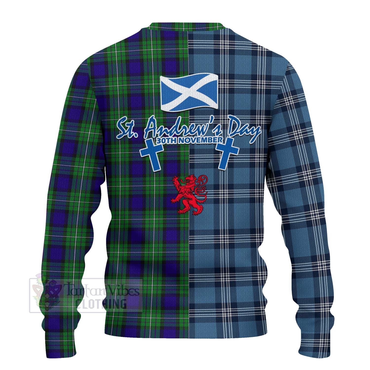 Tartan Vibes Clothing Alexander Tartan Knitted Sweater Happy St. Andrew's Day Half Tartan Style