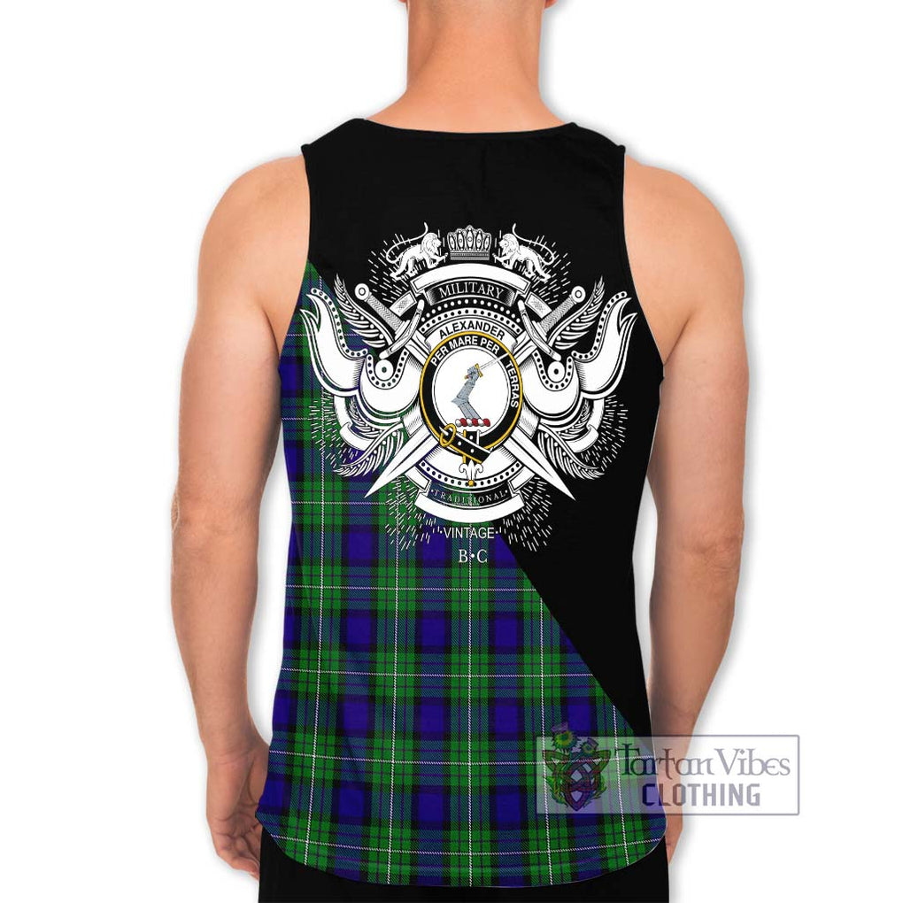 Alexander Tartan Men's Tank Top with Family Crest and Military Logo Style - Tartanvibesclothing Shop