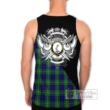 Alexander Tartan Men's Tank Top with Family Crest and Military Logo Style