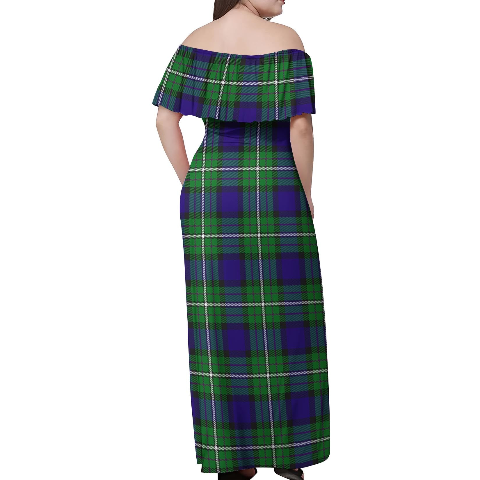 Alexander Tartan Off Shoulder Long Dress - Tartanvibesclothing