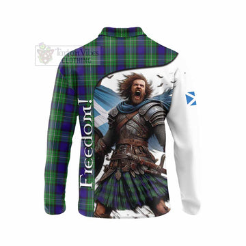 Alexander Crest Tartan Long Sleeve Polo Shirt Inspired by the Freedom of Scottish Warrior