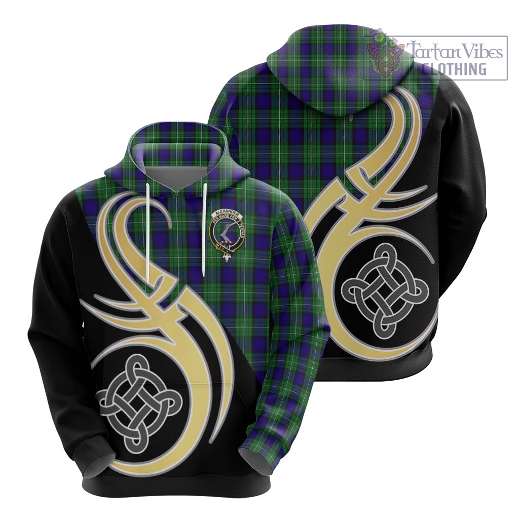 Tartan Vibes Clothing Alexander Tartan Hoodie with Family Crest and Celtic Symbol Style