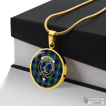 Alexander Tartan Circle Necklace with Family Crest