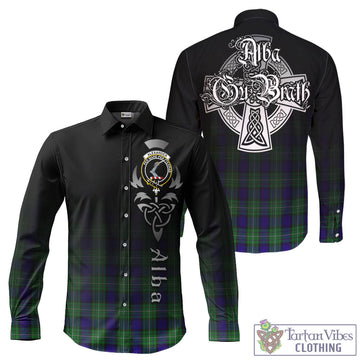 Alexander Tartan Long Sleeve Button Up Featuring Alba Gu Brath Family Crest Celtic Inspired