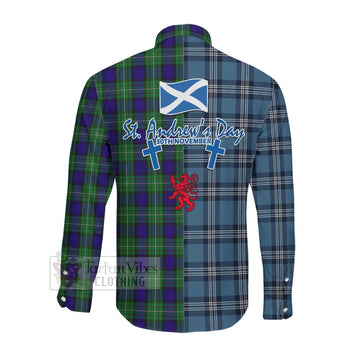 Alexander Tartan Long Sleeve Button Shirt Happy St. Andrew's Day Half Tartan Style