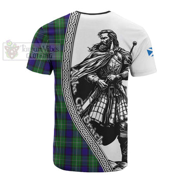 Alexander Tartan Clan Crest Cotton T-shirt with Highlander Warrior Celtic Style - Tartan Vibes Clothing