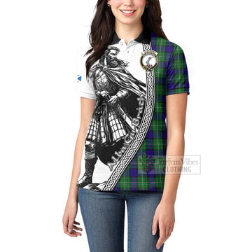Alexander Tartan Clan Crest Women's Polo Shirt with Highlander Warrior Celtic Style - Tartan Vibes Clothing