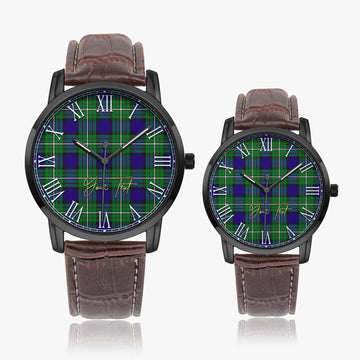 Alexander Tartan Personalized Your Text Leather Trap Quartz Watch