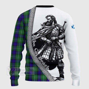 Alexander Tartan Clan Crest Knitted Sweater with Highlander Warrior Celtic Style