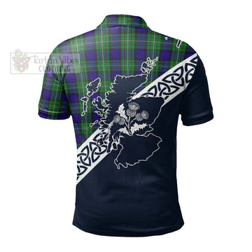 Alexander Tartan Polo Shirt Featuring Thistle and Scotland Map