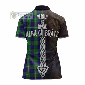 Alexander Tartan Family Crest Women's Polo Shirt Alba Gu Brath Be Brave Lion Ancient Style - Tartan Vibes Clothing