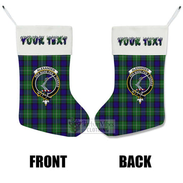 Alexander Tartan Family Crest Christmas Stocking with Personalized Text