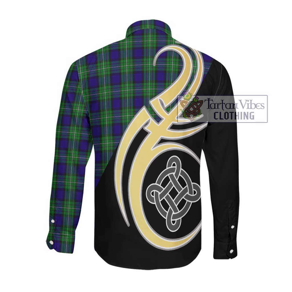 Alexander Tartan Long Sleeve Button Shirt with Family Crest and Celtic Symbol Style Men's Shirt - Tartan Vibes Clothing