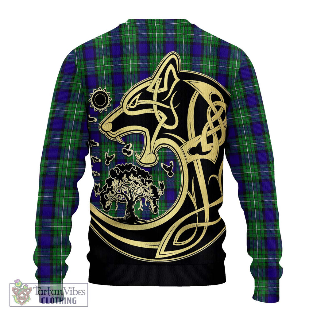 Alexander Tartan Knitted Sweater with Family Crest Celtic Wolf Style - Tartan Vibes Clothing