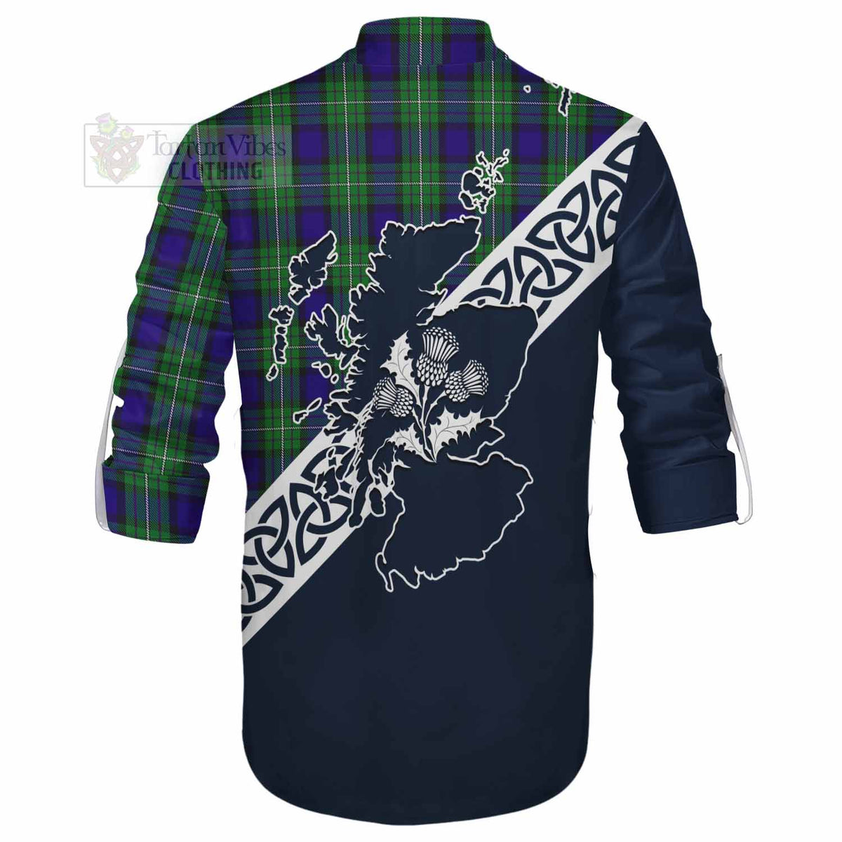 Alexander Tartan Ghillie Kilt Shirt Featuring Thistle and Scotland Map - Tartan Vibes Clothing