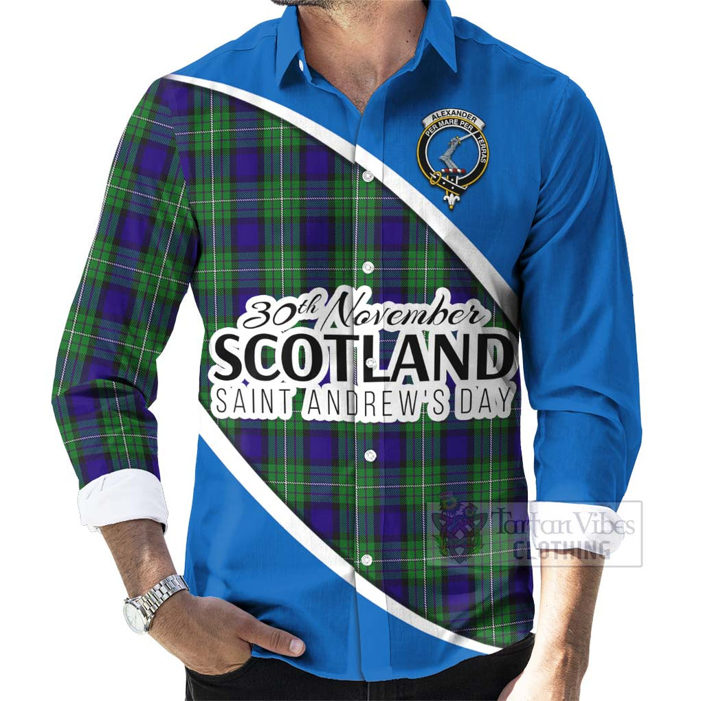 Tartan Vibes Clothing Alexander Family Crest Tartan Long Sleeve Button Shirt Celebrate Saint Andrew's Day in Style