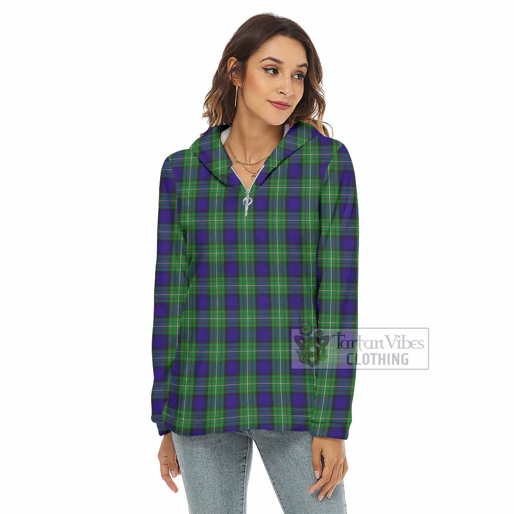 Alexander Tartan Women's Borg Fleece Hoodie with Half Zip - Tartan Vibes Clothing