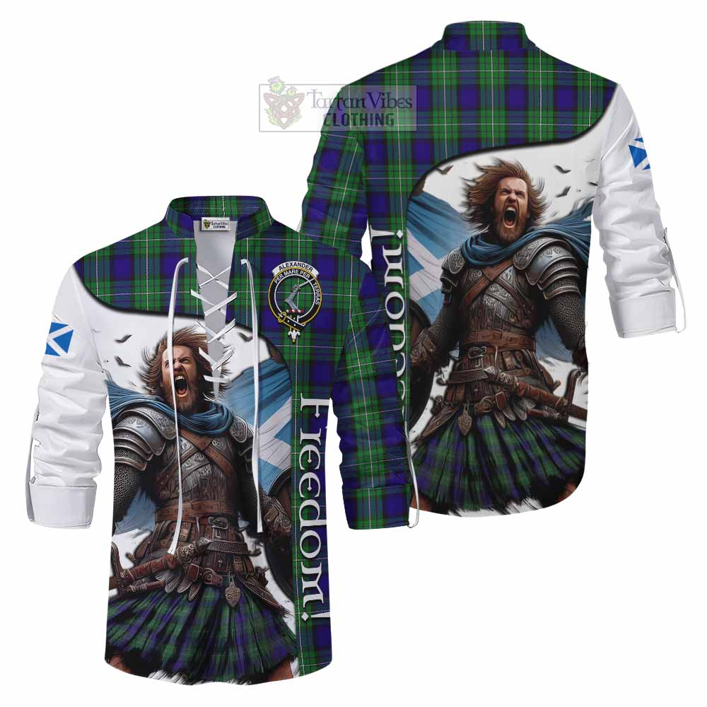 Tartan Vibes Clothing Alexander Crest Tartan Ghillie Kilt Shirt Inspired by the Freedom of Scottish Warrior