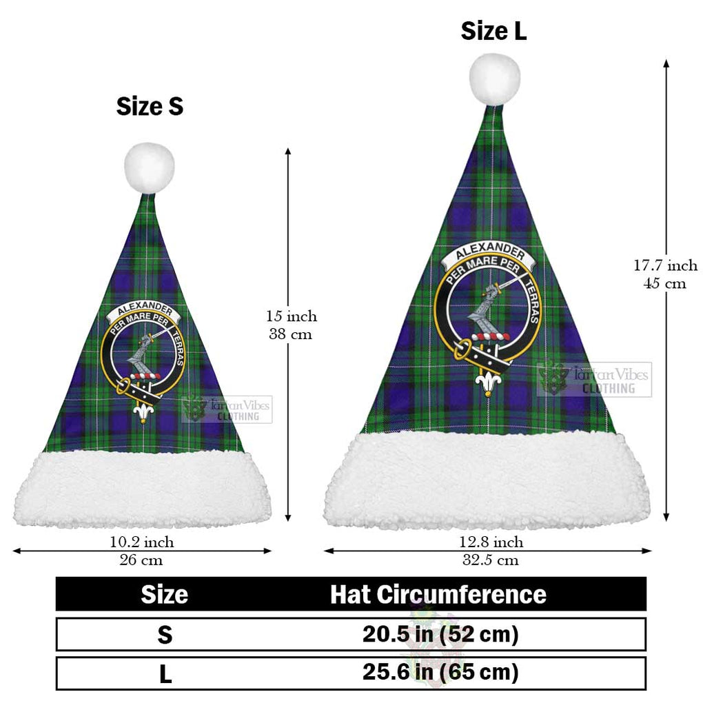Alexander Tartan Christmas Santa Hats with Family Crest Christmas Hat L 25.6in (65cm) - Tartan Vibes Clothing