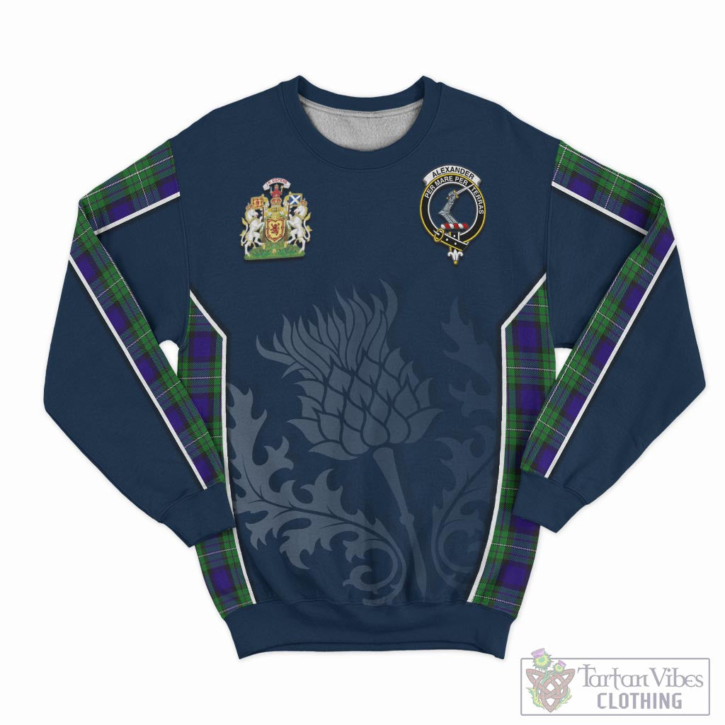 Tartan Vibes Clothing Alexander Tartan Sweatshirt with Family Crest and Scottish Thistle Vibes Sport Style