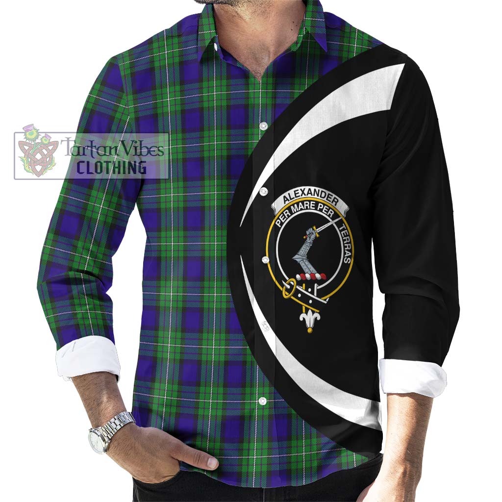 Alexander Tartan Long Sleeve Button Up with Family Crest Circle Style - Tartan Vibes Clothing