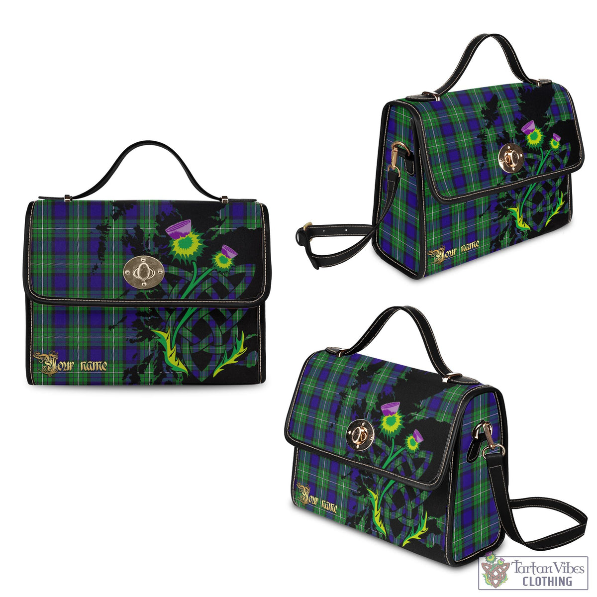 Alexander Tartan Waterproof Canvas Bag with Scotland Map and Thistle Celtic Accents - Tartan Vibes Clothing