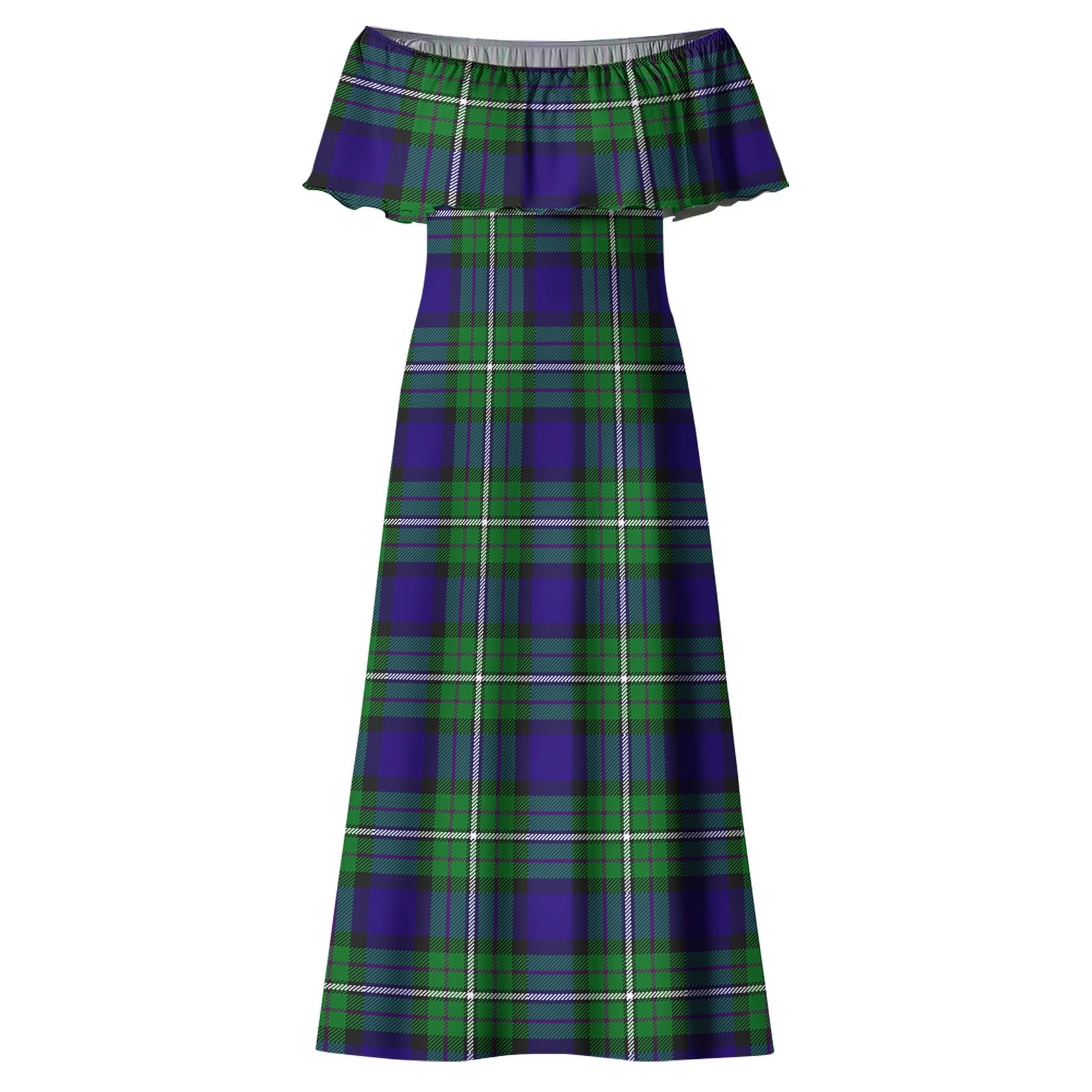 Alexander Tartan Off Shoulder Long Dress - Tartanvibesclothing