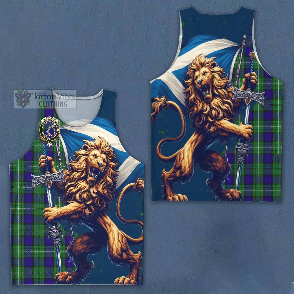 Tartan Vibes Clothing Alexander Tartan Family Crest Men's Tank Top with Scottish Majestic Lion