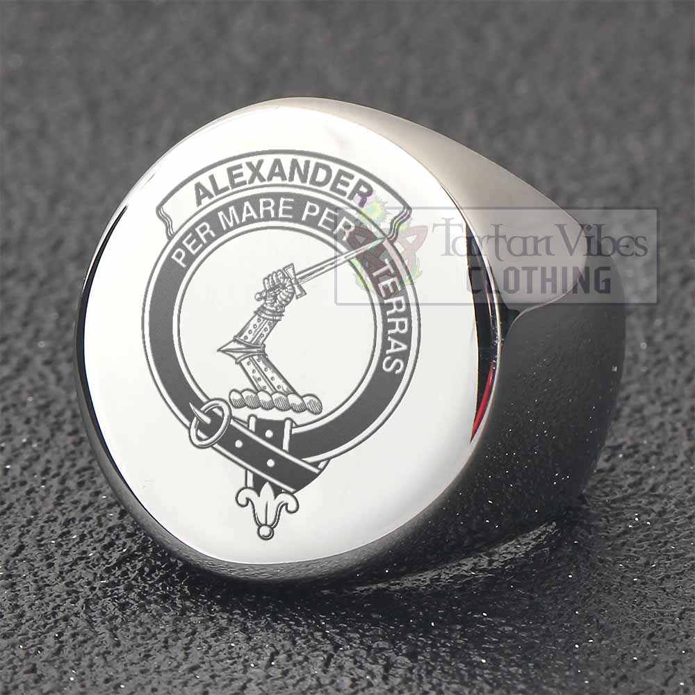 Tartan Vibes Clothing Alexander Clan Crest Engraved Ring