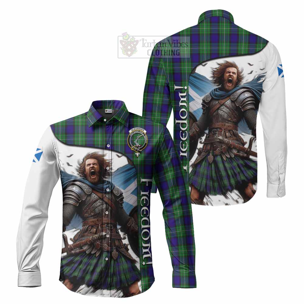 Tartan Vibes Clothing Alexander Crest Tartan Long Sleeve Button Shirt Inspired by the Freedom of Scottish Warrior