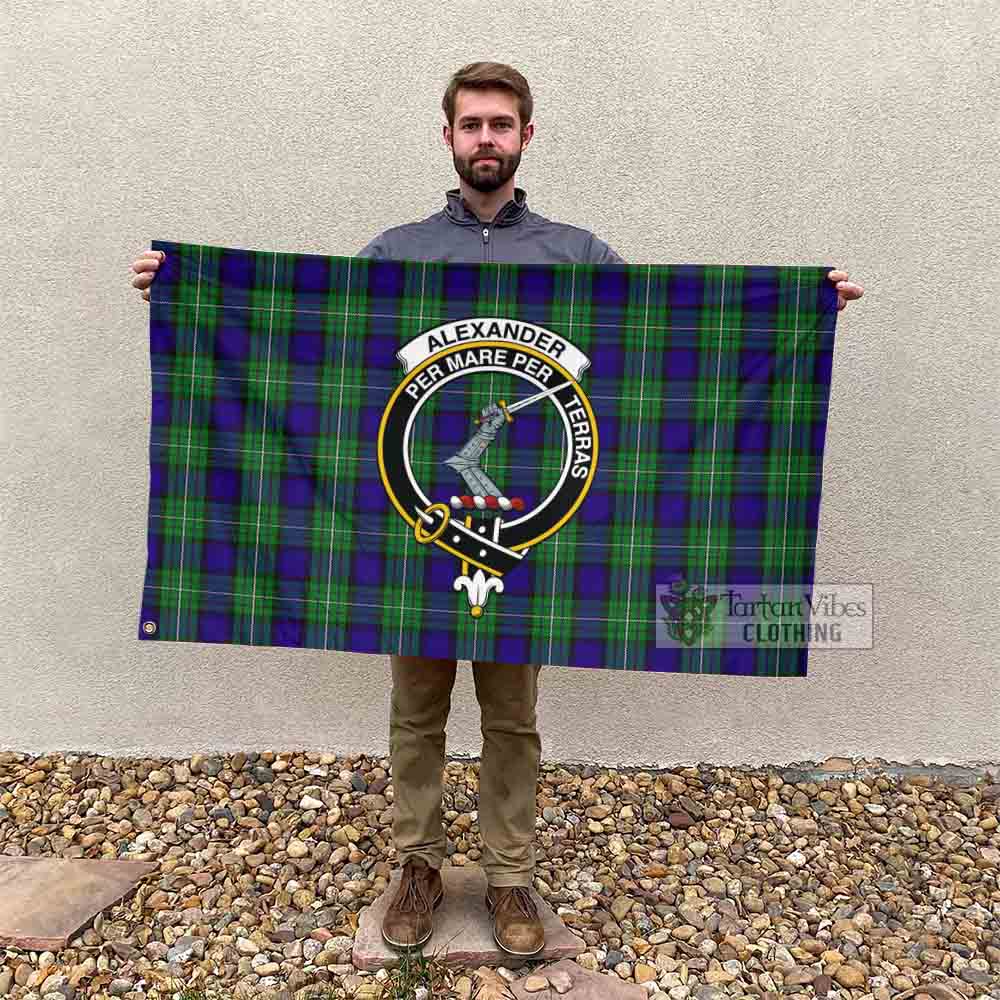 Tartan Vibes Clothing Alexander Tartan House Flag with Family Crest