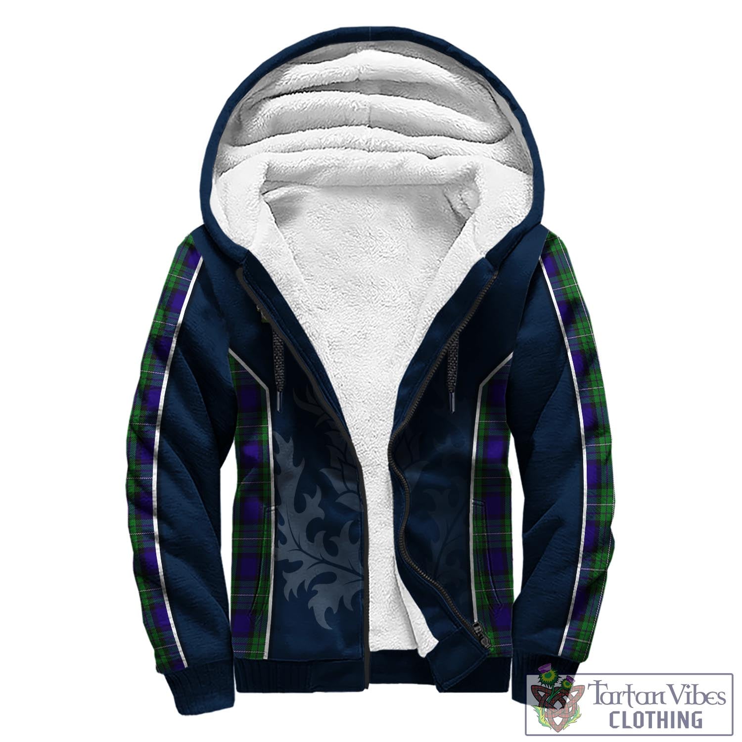 Tartan Vibes Clothing Alexander Tartan Sherpa Hoodie with Family Crest and Scottish Thistle Vibes Sport Style