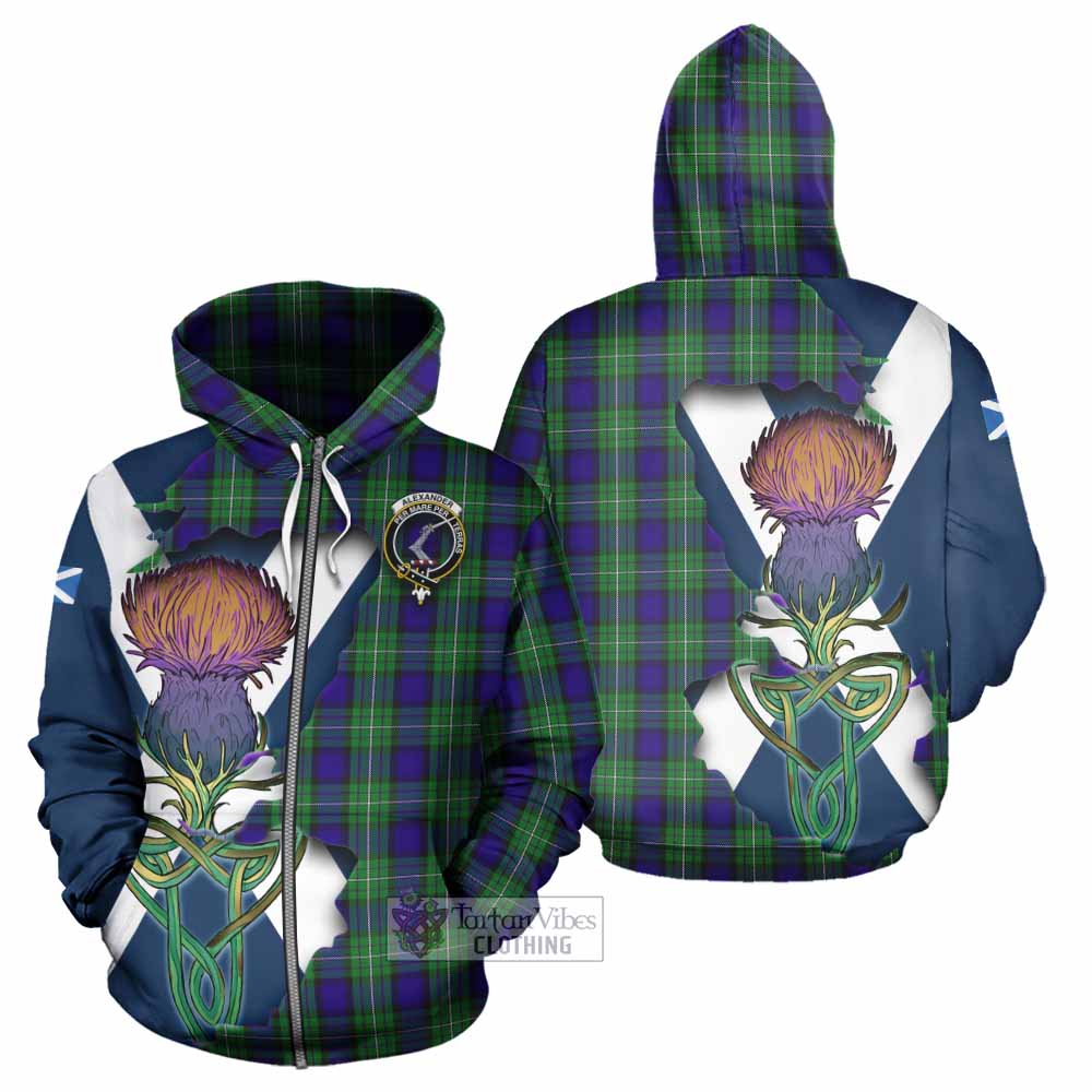 Alexander Tartan Family Crest Hoodie Scottish Thistle Celtic Inspired Zip Hoodie - Tartan Vibes Clothing