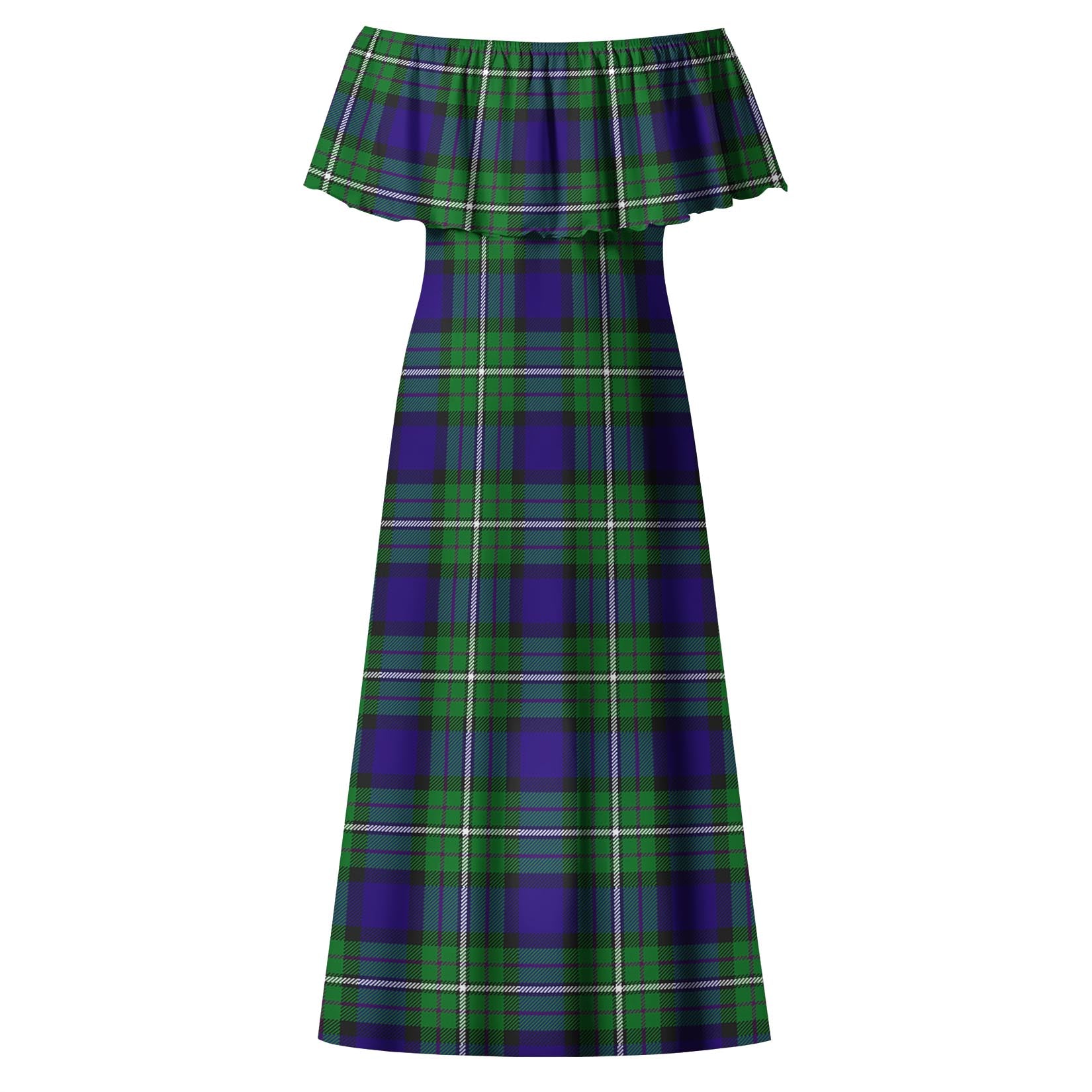 Alexander Tartan Off Shoulder Long Dress - Tartanvibesclothing