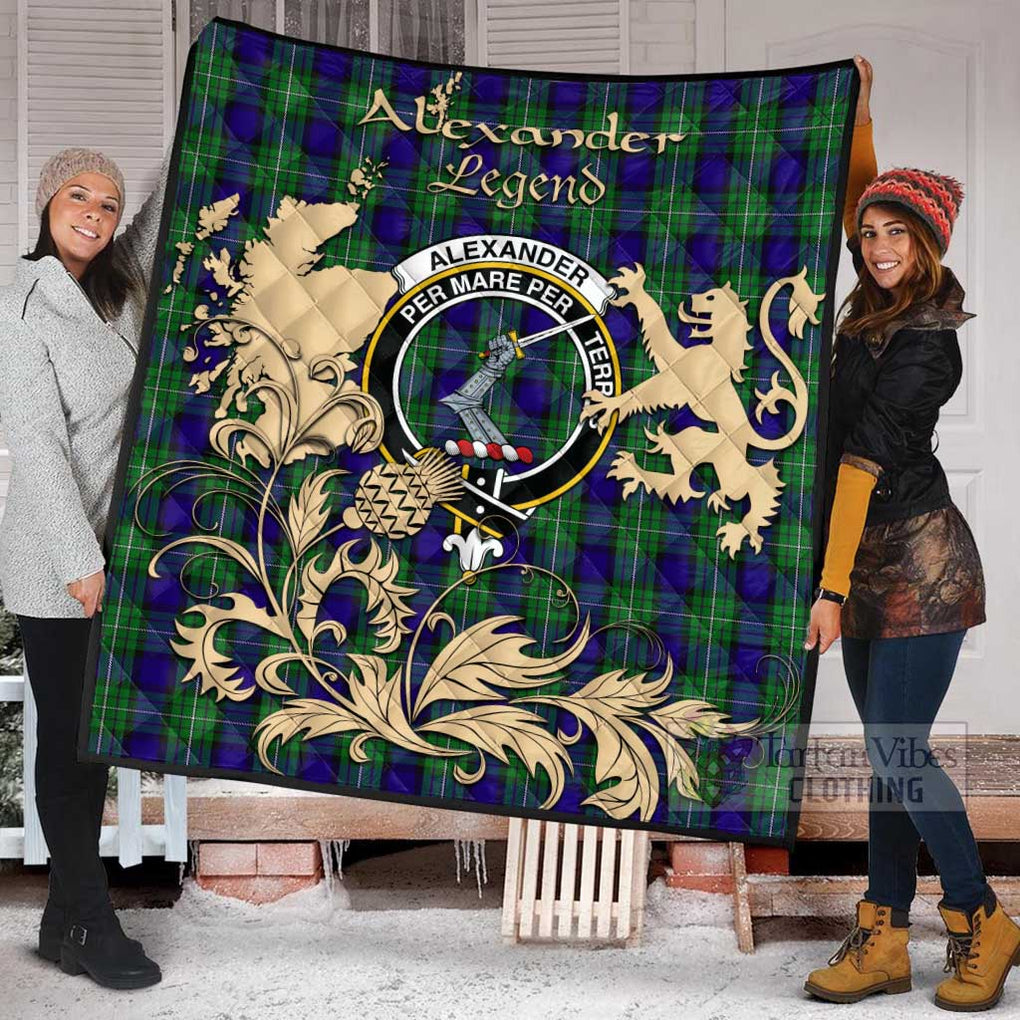 Tartan Vibes Clothing Alexander Tartan Quilt with Family Crest and Scottish Symbol Style