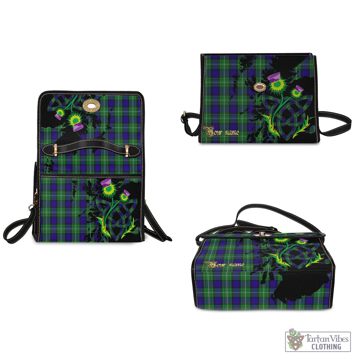 Alexander Tartan Waterproof Canvas Bag with Scotland Map and Thistle Celtic Accents - Tartan Vibes Clothing