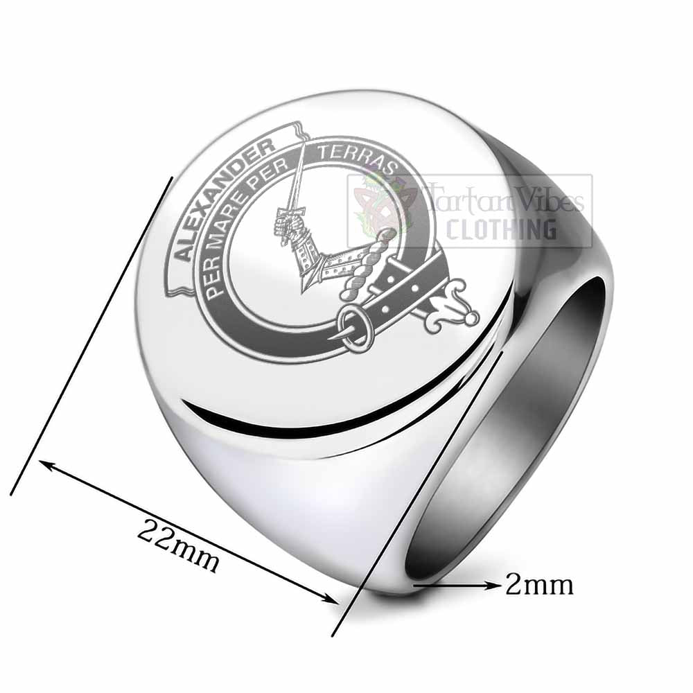 Tartan Vibes Clothing Alexander Clan Crest Engraved Ring