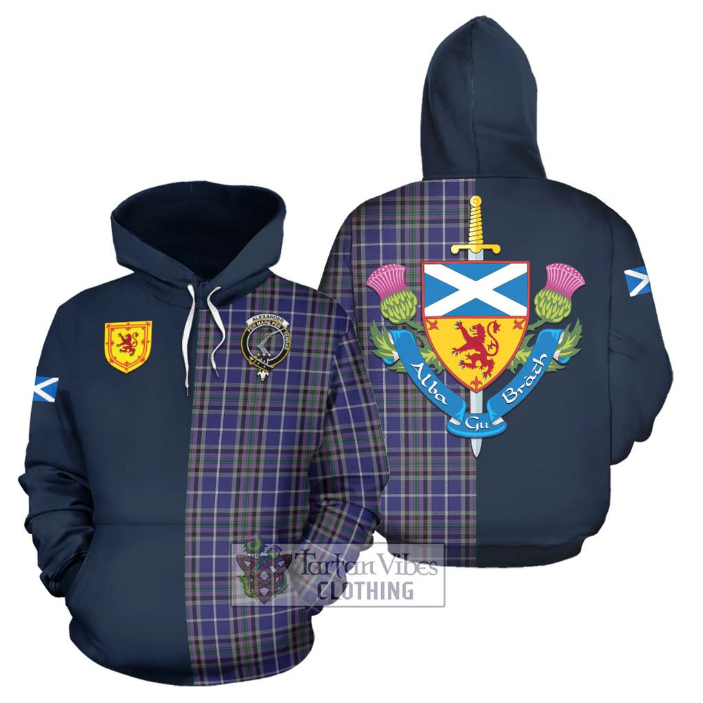 Tartan Vibes Clothing Alexander of Menstry Tartan Hoodie with Scottish Lion Royal Arm Half Style